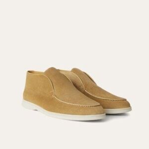 [41/US8]Loro Piana Men's Tan Summer Open Walk Ankle Light Suede Boots EUC